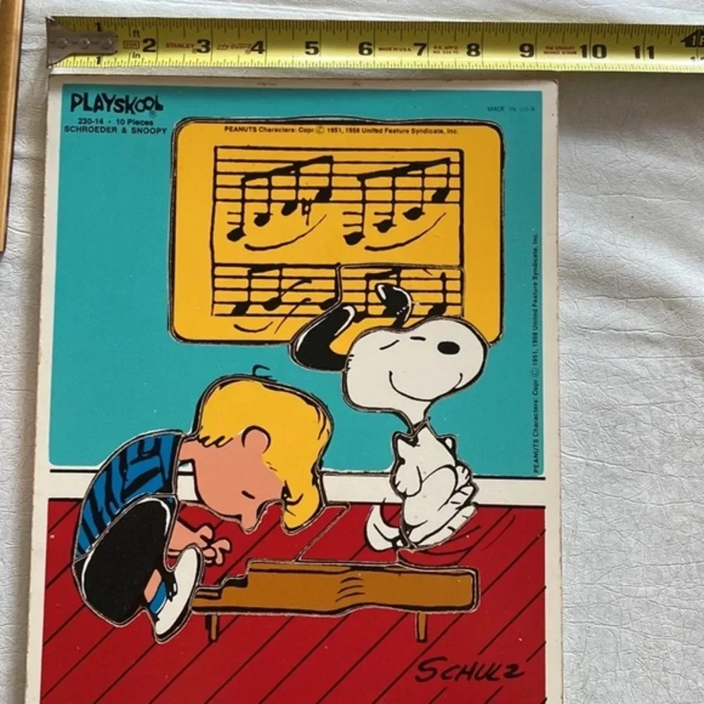 Vintage 1958 Playskool Peanuts Schroeder & Snoopy wooden puzzle